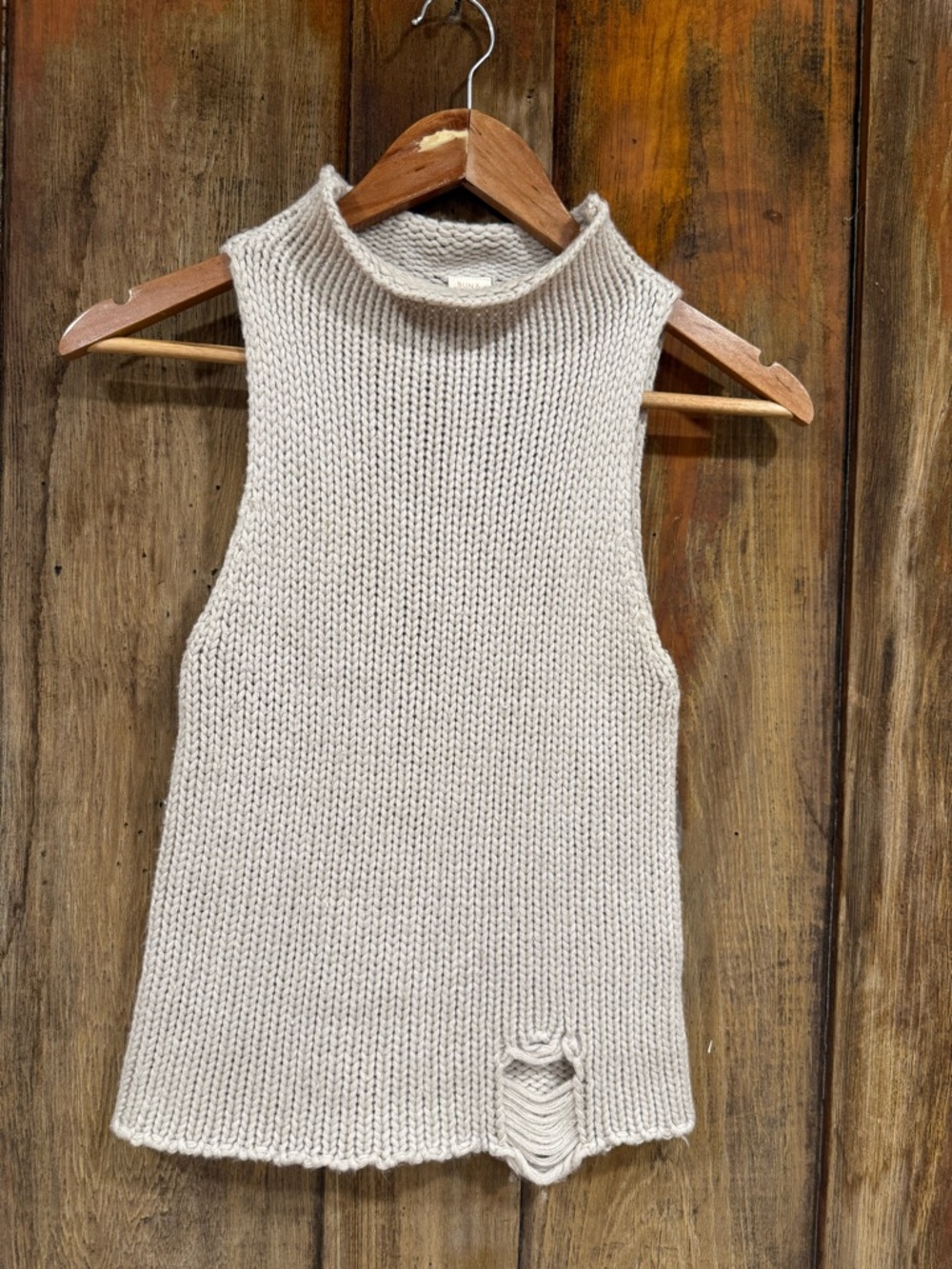 Sun & Shadow Sleeveless Knit Mock Neck Tank - Cream